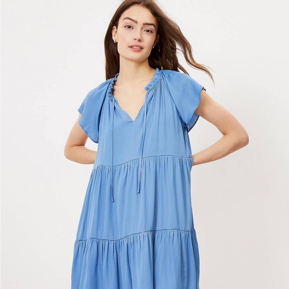 Loft Tiered Silk Dress